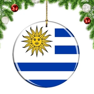 Uruguay Flag Round Christmas ornament city travel souvenir - Picture 1 of 3