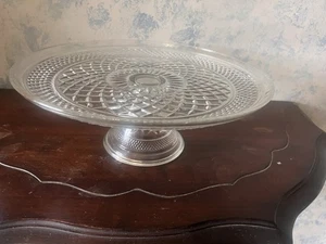 Vintage Anchor Hocking Wexford Glass Footed Pedestal Cake Dessert Plate - Picture 1 of 8