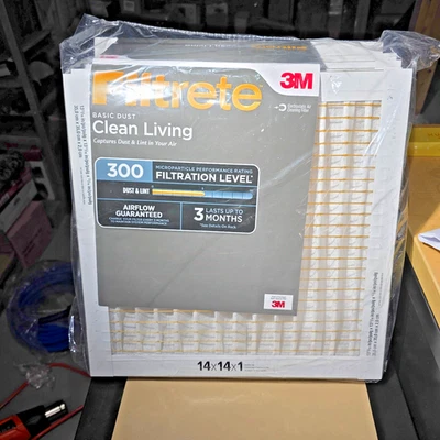 3M Filtrete 14x14x1 Basic Dust Air Filter 300 Microparticle Clean Living 6 Pack - Image 1 of 4