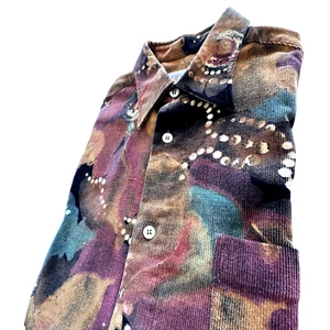 Camisa de Pana Gianfranco Ruffini Para Hombre M Abstracta Multicolor LS Algodón Italia - Imagen 1 de 9