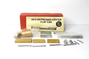 Red Ball #4327 HO '50 Foot Depressed Center Flat Car Wood & Metal KIT UNBUILT - Picture 1 of 3