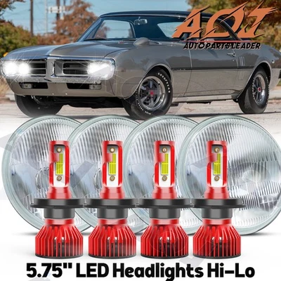 4Pcs 5.75 5 3/4" LED Headlight Hi-Lo Sealed Beam For 1967-1969 Pontiac Firebird Foto 1 de 4
