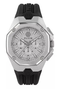 Philipp Plein Black Strap Grey Case Mens Chronograph Watch Octagon PWTBA0123 - Picture 1 of 2