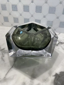 Rautenförmiger Murano facettiertes Glas Sommerso Aschenbecher Flavio Poli Italien 70er Jahre - Bild 1 von 7