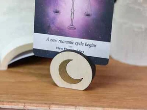 Tarot Card Holder, Light Wood Moon Pattern, Wood card holder for Tarot cards - Picture 1 of 2
