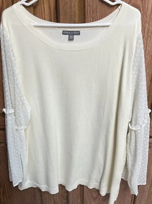 Suéter Jessica London plus marfil cuello redondo, mangas suizas punteadas talla 22/24 nuevo sin etiquetas Foto 1 de 3