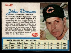 1962 Post Cereal #42 John Romano EX condizioni - Foto 1 di 2