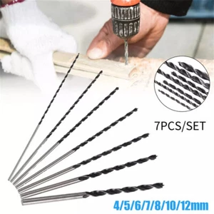 7Pcs Extra Long High Speed Steel HSS Twist Drill Bit Set for Metal Wood Punching - Picture 1 of 12