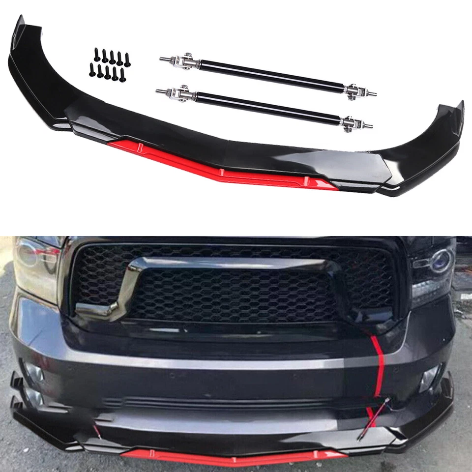 For Dodge Ram 1500 Front Bumper Lip/ Spoiler Splitter Strut Rods Body Kits Foto 1 de 4