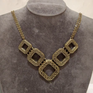 Avon Geometric Squares Necklace Bronze Tone Modern Metal Bib Costume Jewellery - Picture 1 of 14