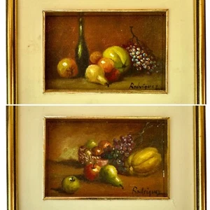 Set Of 2 Original Signed Oil Paintings By Rodriguez - Colombian, 7.25” X 6” - Picture 1 of 5