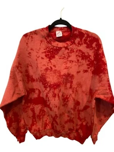 Jerzees Sweatshirt Damen XL rot Dolmanärmel Batik Acid Wash Grunge - Bild 1 von 6
