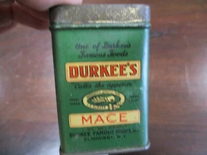E.R.DURKEE'S MACE ANTIQUE TIN MACE SPICE CONTAINER DURKEE'S FAMOUS FOODS INC. - Picture 1 of 7