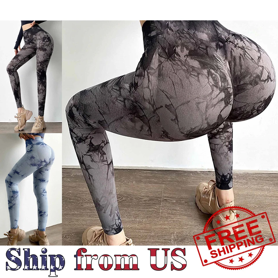 Plus Size High Waist Tie Dye Leggings Sport Yoga Gym Tight Workout Pants Trouser - Image 1 of 2