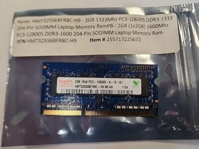 Hynix 2GB 1333Mhz PC3-10600S DDR3 memory module for sale, P/N: HMT112S6BFR6C - Image 1 of 2