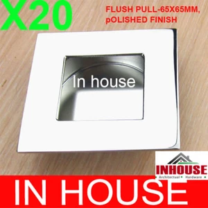 20pcs Stainless steel Flush pull handles Sliding Door Pull Handle chrome 65x65mm - Picture 1 of 1