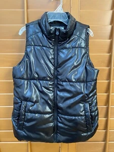 Justice Girls Black Shiny Winter Insulated Vest Size 16-18 - Picture 1 of 3