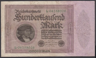 Germany  100000  Mark 1923  VF  P. 83,   Banknotes, Circulated - Image 1 of 2