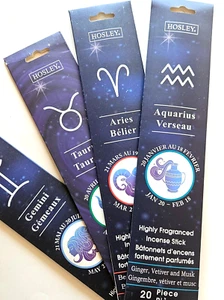 Hosley Zodiac Signs Incense Sticks - Pack of 4 ( Aquarius,Aries,Taurus,Gemini ) - Picture 1 of 7