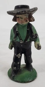 VINTAGE ~ Amish Boy in verde - ghisa e dipinto a mano  - Foto 1 di 9