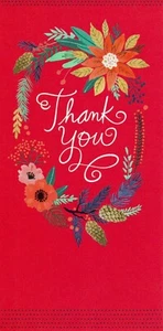 Bonito tarjetero de regalo GRACIAS dinero, corona de flores rojas agradecidas por Hallmark +✉ - Imagen 1 de 5