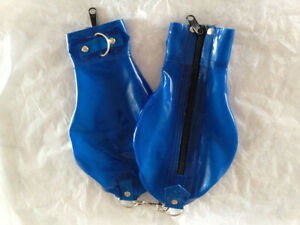 100%Latex Gloves Rubber Club Fetish Nevy Blue Zipper Overall Glove Cosplay 0.4mm