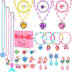 Kids Play Jewelry Sets Princess Toys Girls 4-6 29 Pcs Little Girl Birthday Gifts - Picture 1 of 12