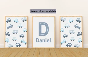 Jungen Kinderzimmer Drucke 3er Set | Auto Wandkunst Fahrzeuge | Jungen Schlafzimmer Zubehör - Bild 1 von 11