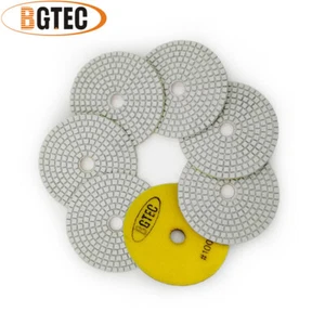 7pcs 4 inch #100 Diamond Polishing Pad Marble Granite Ceramic Wet Angle Grinder - Picture 1 of 9