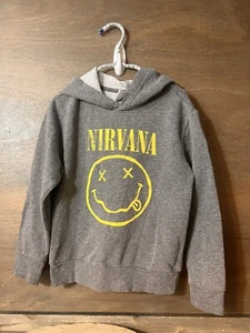 Nirvana Kids Sweatshirt: Inverse Happy Face GRAY SIZE MEDIUM (8) HOODIE - Picture 1 of 3