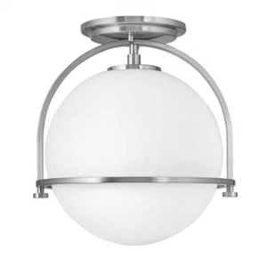 Plafoniera Lampada da Soggiorno Nichel Acciaio Vetro D 28,2 CM 1-Flammig - Foto 1 di 4