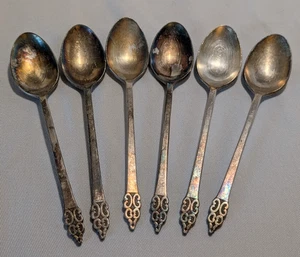 Juego de 6 cucharas con incrustaciones de plata profunda internacional de colección Triumph 1968 chapadas en plata - Imagen 1 de 8