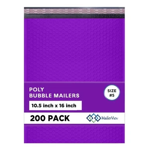 Grande enveloppe à bulles poly violette 10,5 x 16 pouces #5 | Enveloppes rembourrées avec auto-section - Photo 1/9