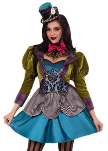 Adult Womens Wonderland Leg Avenue Deluxe Mad Hatter Fancy Dress Costume - Picture 1 of 9