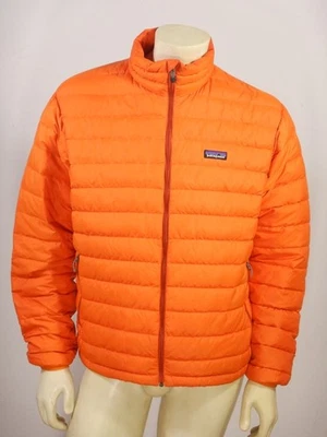 Patagonia Men's DOWN SWEATER JACKET Puffer Orange CUFF STAINS Size MEDIUM - Image 1 of 4