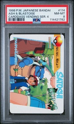 PSA 8 Ash & Blastoise 114 Pokémon Bandai Carddass Vending Series 4 - Image 1 of 2