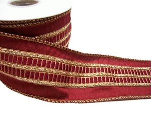 Offray Red Metallic Gold Wired Ribbon 2 1/2" wide x 10 yards Christmas Wreaths - Picture 1 of 7