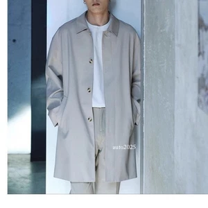 Cappotto trench uomo primavera autunno monopetto medio lungo soprabito casual ampio tg - Foto 1 di 27