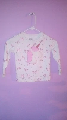 Jumping Beans Unicorn fleece sz 4t shirt white pink gold glitter long sleeve - Image 1 of 3