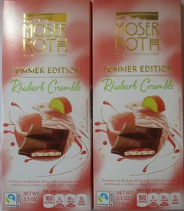 2 BARS MOSER ROTH SUMMER EDITION RHUBARB CRUMBLE MILK CHOCOLATE 5.3-OZ - Picture 1 of 5
