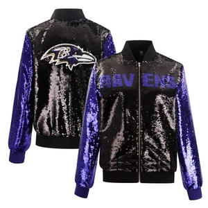 Baltimore Ravens Cuce Sequin Full Zip Jacket - Picture 1 of 2