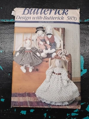 BUTTERICK CRAFT PATTERN  5870  FAMILY BUNNIES  TO MAKE  CUT VINTAGE 1991 - Image 1 of 2