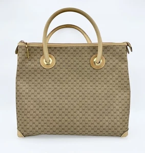 Vintage Gucci Tasche Beuteltasche Handtasche GG Logo Canvas Damen Made In Italy Braun - Bild 1 von 16