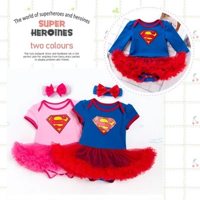 Baby Girl Toddler Superhero Tutu Costume Fancy Dress with headband 3m-2 years - Image 1 of 3
