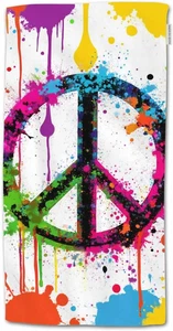 Friedenssymbol Handtücher Bunt Spritzer Friedenssymbol Schild Malerei Weich Hand To - Bild 1 von 3