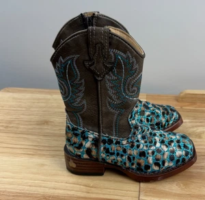 Botas Roper Brillo Azul Estampado Leopardo Puntera Cuadrada Vaquera Occidental Gils Juvenil 6 - Imagen 1 de 6