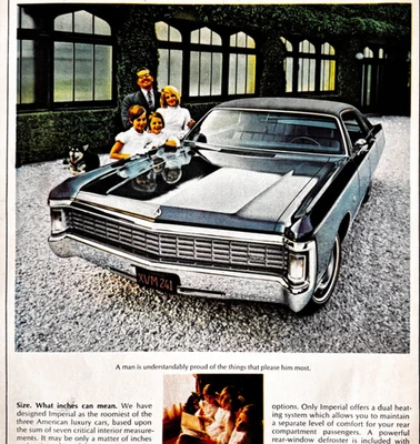 1970 Chrysler Imperial Advertisement Vintage Automobilia Luxury Cars F15O - Image 1 of 2