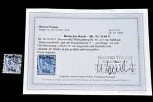 DEUTSCHES REICH Dienst Michel Nr. 60Y gestempelt Foto Befund BPP 400 Euro - Bild 1 von 3
