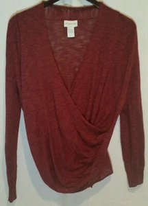 Weiche Umrandung Damen Wickel Tunika Rüschen Pullover Langarm Rot Größe M - Bild 1 von 6