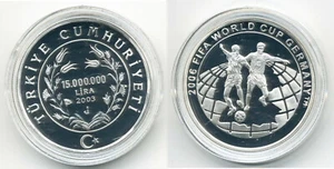 Türkei 15.000 000 Lira 2003 "Fussball WM 2006" 925/Silber PP #5171 - Bild 1 von 1